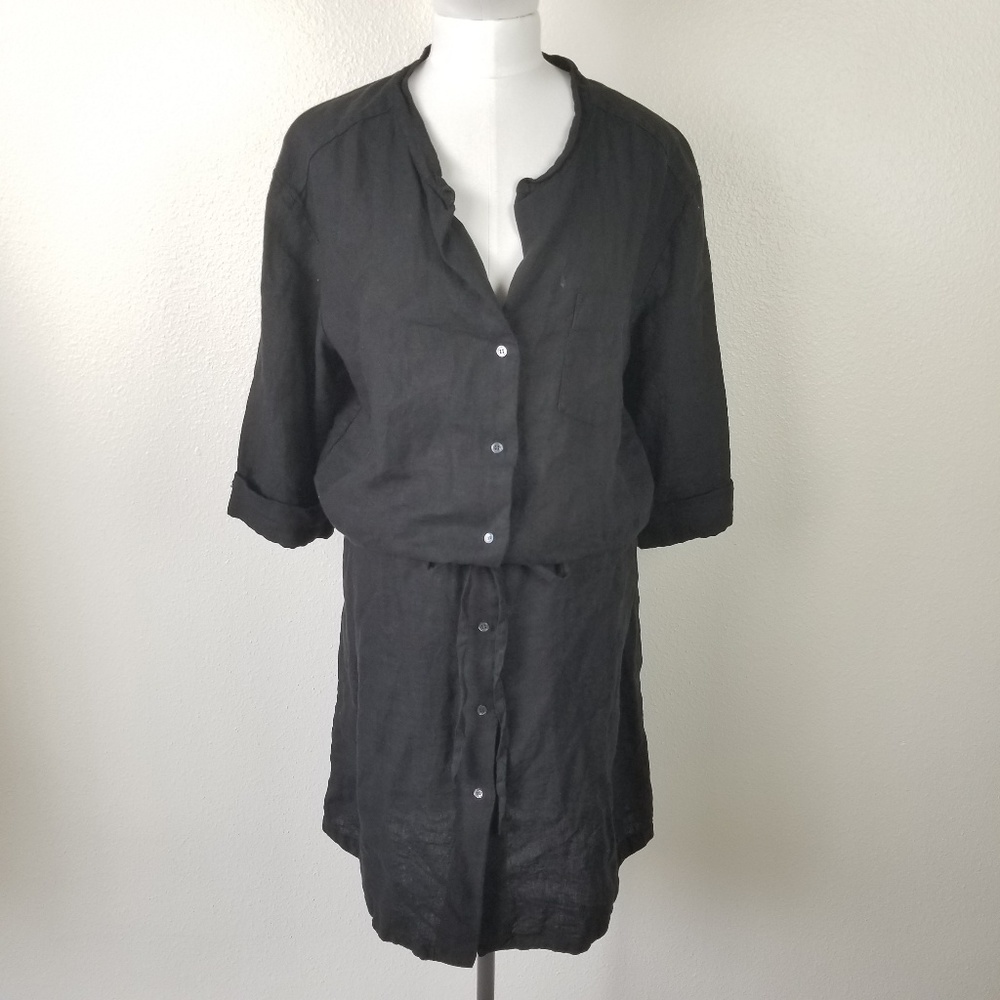 Standard James Perse Linen Shirt Dress Roll Tab 4